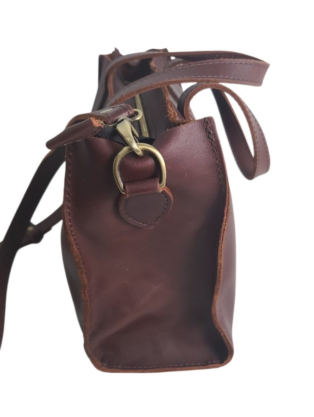 Portland Leather Goods Lola Crossbody 100% Leather Tote Bag Purse Brass Hardware - Picture 7 of 16